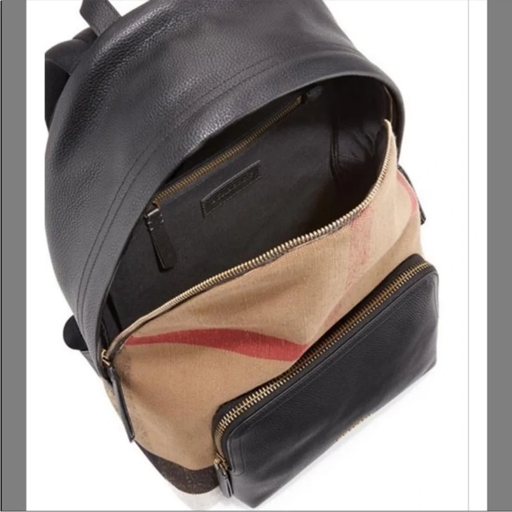 Burberry Aabbeydale check plaid leather unisex backpack